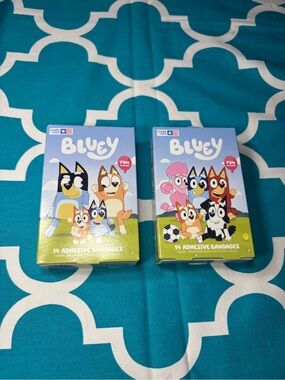 New 2 pc Bluey Kids Adhesive Bandages - Assorted Designs, Blue Packaging